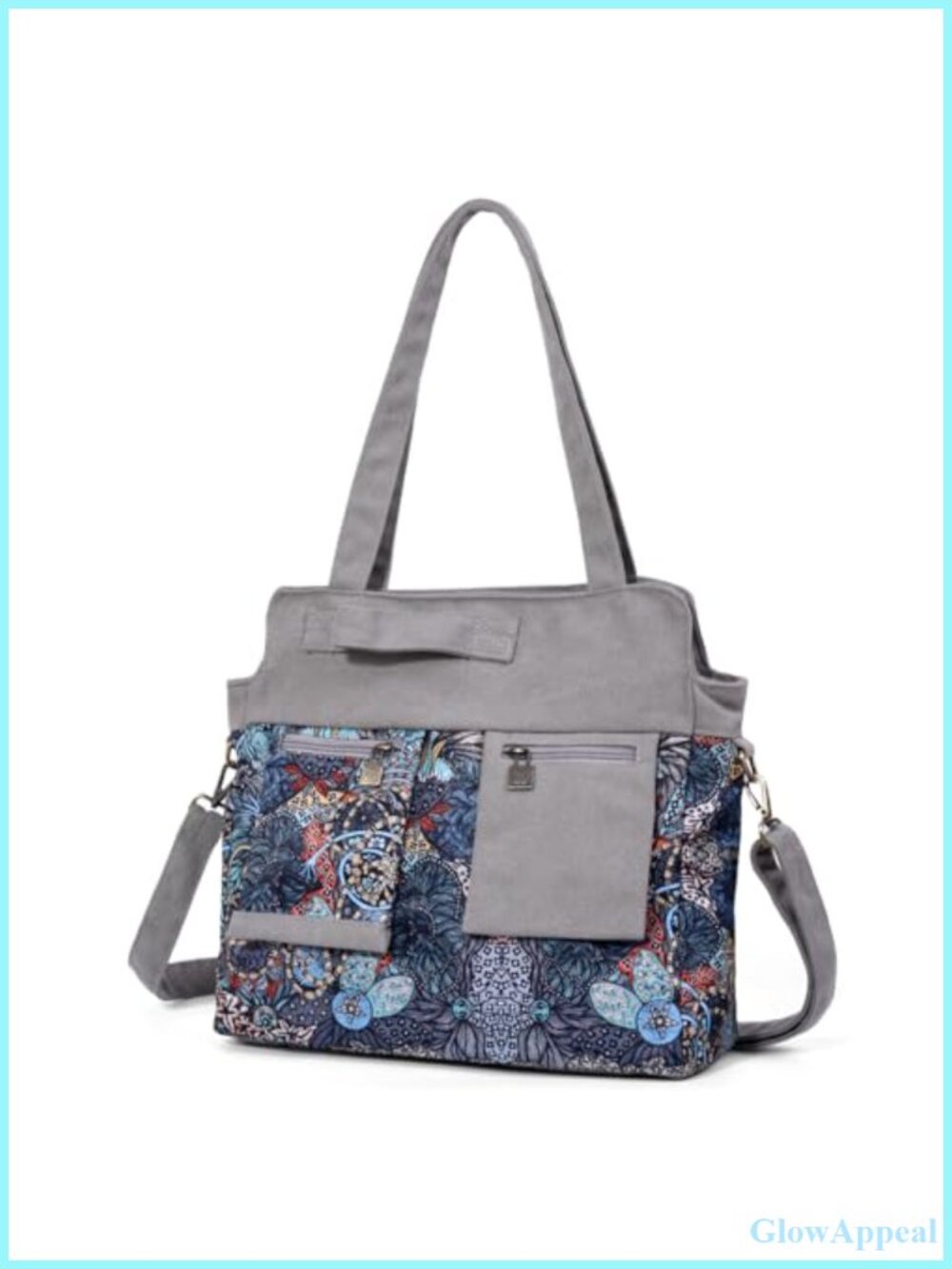 Boho Canvas Tote Bag Floral Lightweight Shoulder Bag